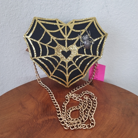 Betsey Johnson Handbags - Betsey Johnson Spider Web Heart Crossbody Bag